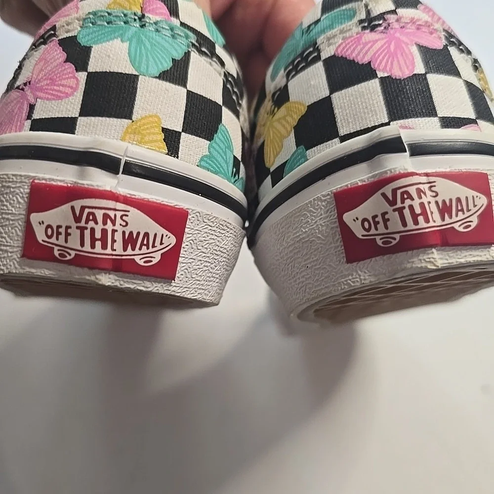 Vans Off the Wall Butterfly Checked Pattern 721356 Missy‎ Shoes Size 1.5